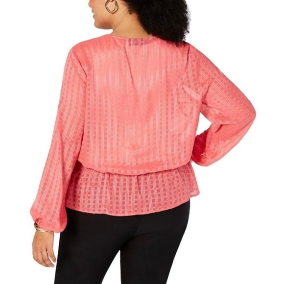 New INC Womens Plus Faux-Wrap Ruched Top - Picture 2 of 2